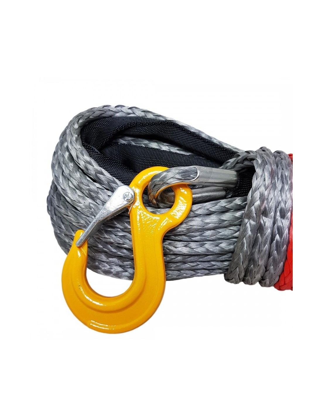 Corde synthétique pour treuil avec écubier alu et crochet de sécurité forgé